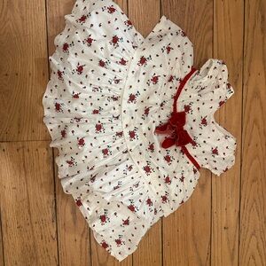 Janie and Jack White Dress with Red Floral Accents - rose dress